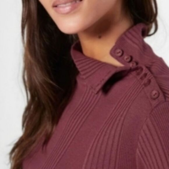 NWT Joie Lanigan Long Sleeve cotton top in Burnt Currant - Picture 6 of 15